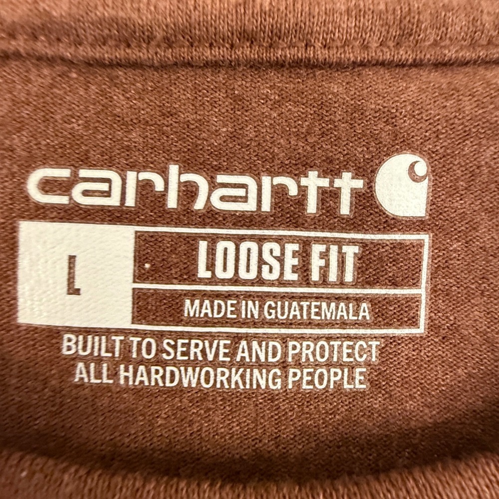 Carhartt K87 Mens Large Loose Fit Pocket T Shirt Brown Cotton Polyester‎ - Picture 5 of 12